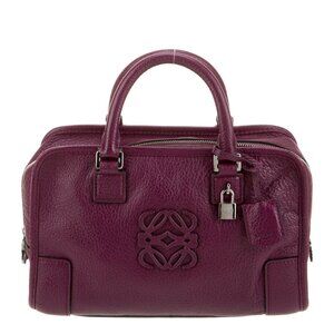 LOEWE Amazona 23 Berry Goatskin Leather Logo Bag